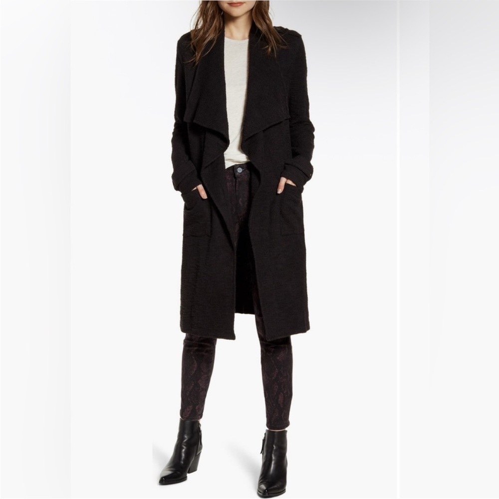 BB Dakota Black Draped Trench Coat